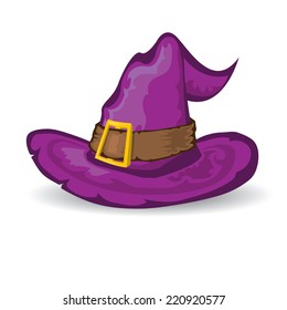 illustration of tall violet witch hat on abstract background. vector witch hat. happy halloween background