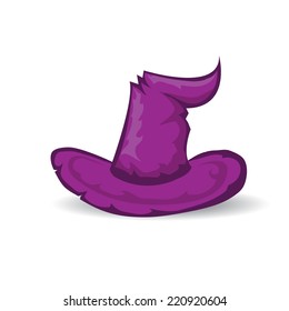 illustration of tall violet witch hat on abstract background. vector witch hat. happy halloween background