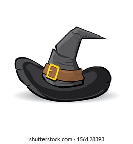 illustration of tall witch black hat on abstract background. vector witch hat.