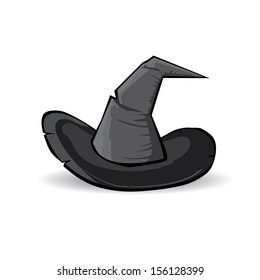 illustration of tall witch black hat on abstract background. vector witch hat.