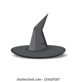 illustration of tall witch hat on abstract background. vector witch hat.