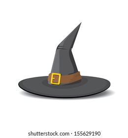 illustration of tall witch hat on abstract background. vector witch hat.
