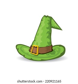 illustration of tall witch hat on abstract background. vector witch hat. happy halloween background