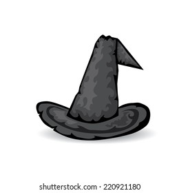 illustration of tall witch hat on abstract background. vector witch hat. happy halloween background