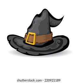illustration of tall witch hat on abstract background. vector witch hat. happy halloween background