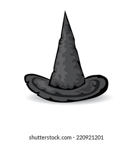 illustration of tall witch hat on abstract background. vector witch hat. happy halloween background
