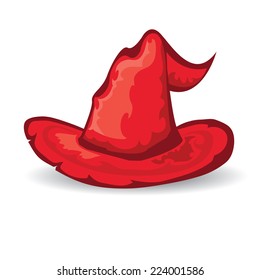 illustration of tall witch hat on abstract background. vector witch hat. happy halloween background