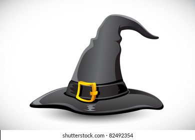 illustration of tall witch hat on abstract background