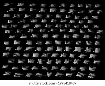 Illustration of tally stroke counting marks 