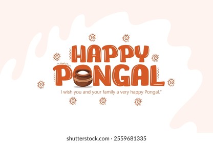 Illustration of Tamil festival Pongal with elegant greeting card design featuring festive text.