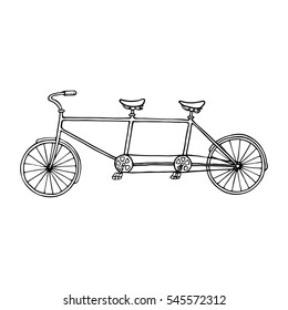  Illustration of tandem bicycle over white background.