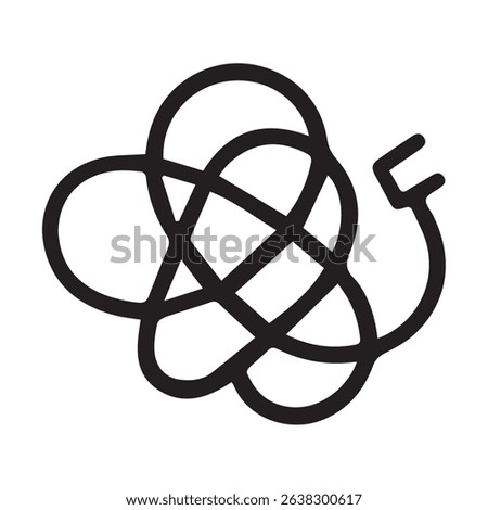 Illustration of a tangled electrical cord. Could be used to represent frustration, chaos, or the need for organization.