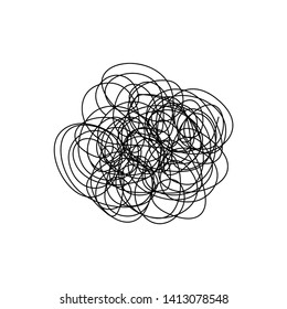 illustration of tangled yarn,Metaphor of problem solving, difficult situation, chaos and mess