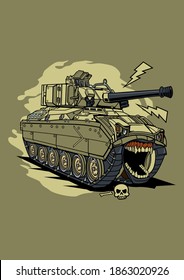 Illustration tank monster, high quality colored design with fun concept, made from original sketch and digitalize using corel draw, photoshop, adobe illustrator. Available in CDR. Ai. EPS.