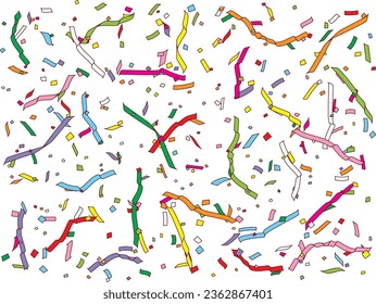 Illustration of tape and confetti