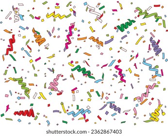 Illustration of tape and confetti
