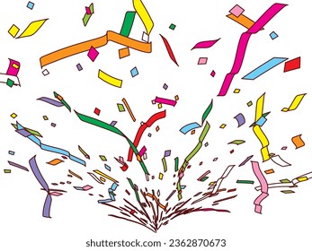 Illustration of tape and confetti