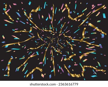 Illustration of tape and confetti