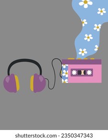  Ilustración con reproductor de cinta y Daisy