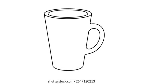 An Illustration of a Tapered Mug with Handle for Hot or Cold Beverages
