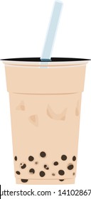 Illustration of tapioca milk tea.A beverage using tapioca made from cassava.