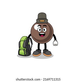 Illustration of tapioca pearl mascot as a hiker , character design