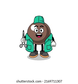 Illustration of tapioca pearl mascot as a surgeon , character design