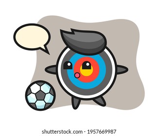 Illustration of target archery cartoon is playing soccer, cute style design for t shirt, sticker, logo element