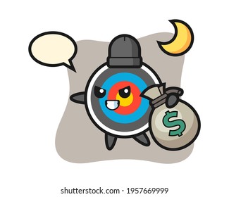 Illustration of target archery cartoon is stolen the money, cute style design for t shirt, sticker, logo element