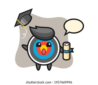 Illustration of target archery cartoon throwing the hat at graduation, cute style design for t shirt, sticker, logo element