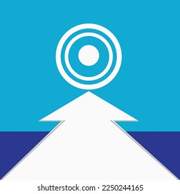 Illustration of a target and an arrow pointing towards the sky, reaching success professionally