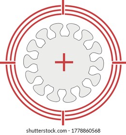 Illustration of a target with a covid-19 in the centre