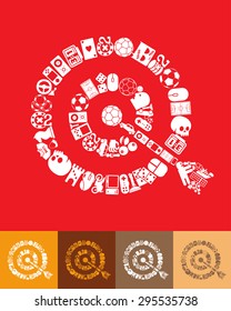 illustration of the target with icons composition