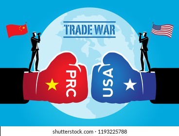 An illustration of tariffs trade war between United States and Republic of China