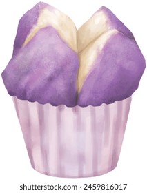 Ilustración de tarta de esponja con sabor a taro 