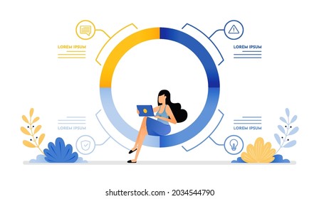 Illustration of task and job division meetings to determine strategic planning and profit target analysis. Vector design can be use for website, web, poster, banner, flyer, mobile apps, social media