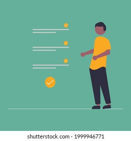 illustration of task list concept and creation process
This illustration uses a flat line style. Each element in the design is an individual vector layer