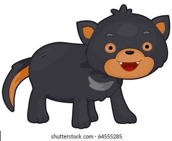 Illustration of a Tasmanian Devil with Eyes Wide Open