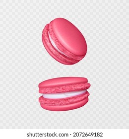 Illustration of Tasty colorful french macaron, realistic macaron on light background, vector format