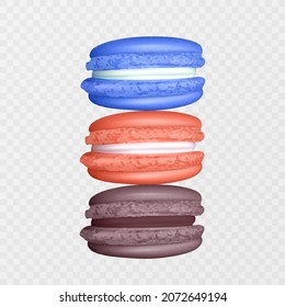 Illustration of Tasty colorful french macaron, realistic macaron on light background, vector format