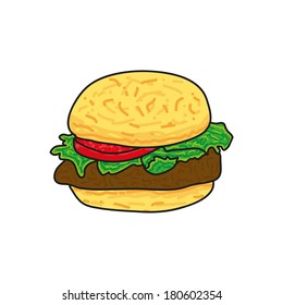 Illustration of a tasty hamburger