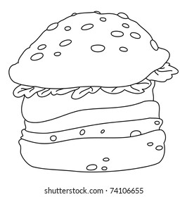 illustration of a tasty hamburger outlined