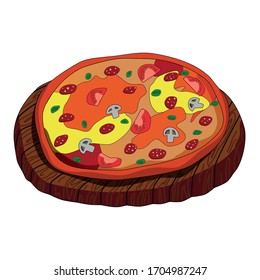 Illustration of tasty pizza. Vector image.
