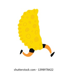 Illustration of a tasty running cheburek. Vector. Icon for menu, restaurant, cafe. Tasty food. Cheburek is a national dish of the Crimean Tatars.