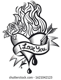 Illustration Of The Tatoo Style Bleeding Loving Heart