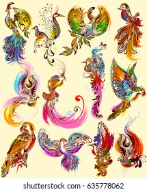 illustration of Tattoo art design of Bird collection