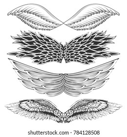 Illustration von Tattoo-Kunstdesign verschiedener gotischer Flügel