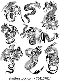 illustration of Tattoo art design of Furious Dragon collection