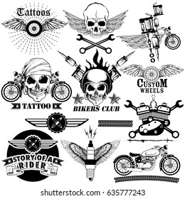 illustration of Tattoo art design of Skull Bike rider collection
