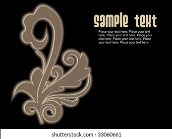 illustration of tattoo with black background and sample text